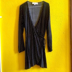 Black and white polka dot wrap dress NWOT